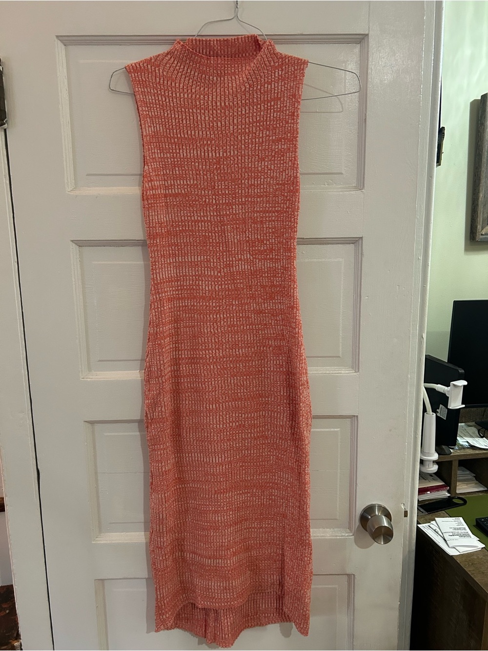 Sleeveless Anthropologie Coral Maxi Knit Dress with Mock Neck, XS
